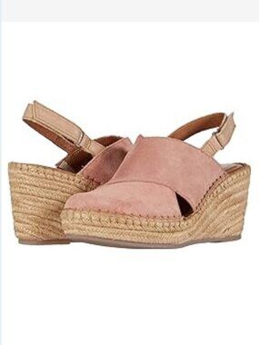 BORN 7 6-6.5 Minam SUEDE WEDGE Espadrille Platform Mauve Nude Pink